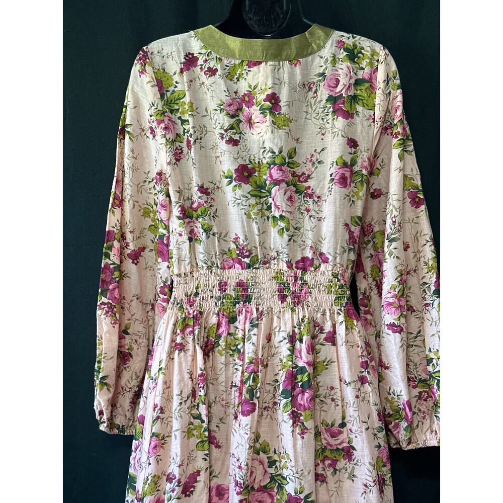 Aratta Silent Journey Artisan Maxi Floral Dress XS Pink Coquette Cottagecore - Picture 10 of 16